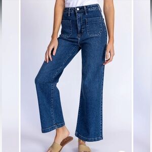 Just Black Denim Patch Pocket Wide Leg Dark Wash Size 28